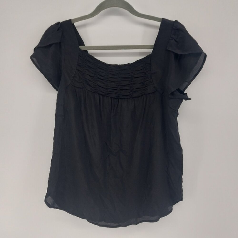 Royal Project Silk Black Short Sleeve Blouse size medium